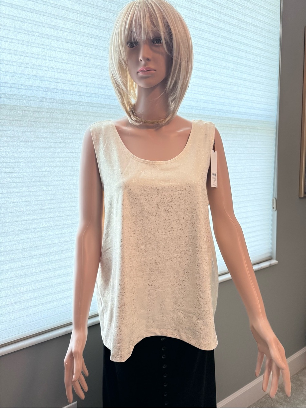 Chico’s NWT Sz 3- XL- Cream With Gold Flecks Tank Top -Scoop Neck